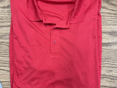 red polo style shirt with a collar